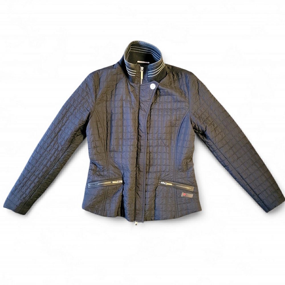 Versace Sport Women's Black Quilted Ski Jacket Vintage '90s Stand Collar Moto